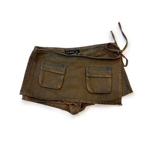 Lioness Cotton Denim Countryside Skort – Petrol Brown – US 8